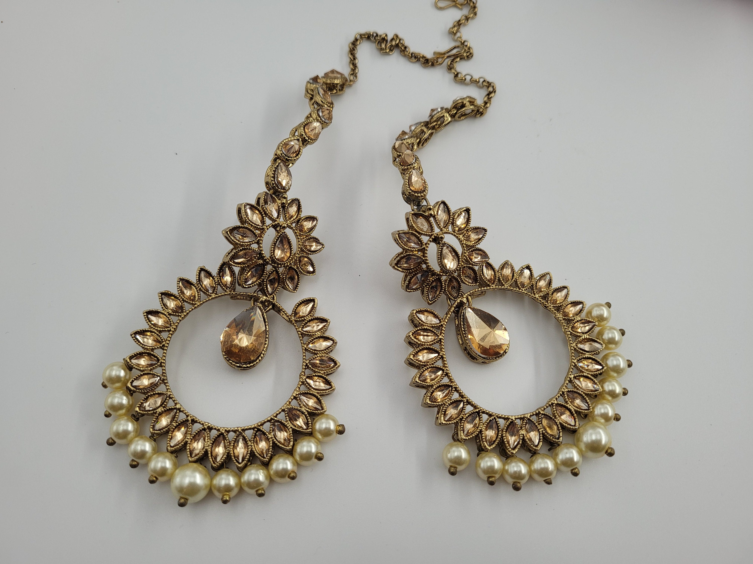 Gold Polki Chandbali Earrings Indian Bridal Jewelry Indian Earrings Chaandbali Indian Fashion Indian Jewelry Ethnic Jewelry
