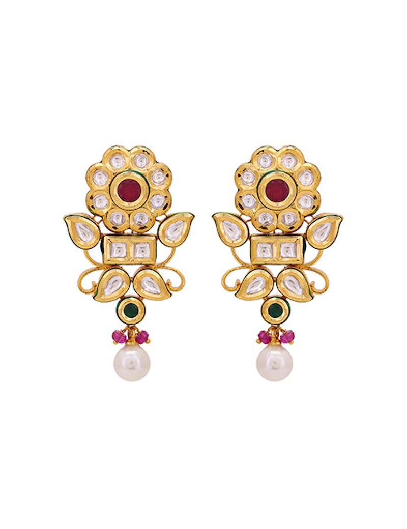 Kundan Flower Chandelier Earrings-Indian Jewelry-Indian | Etsy