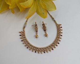 Collar Polki de rubíes brillantes / Joyería india / Gargantilla india / Collar indio / Joyería del sur de la India / Joyería nupcial india / Joyería de templo