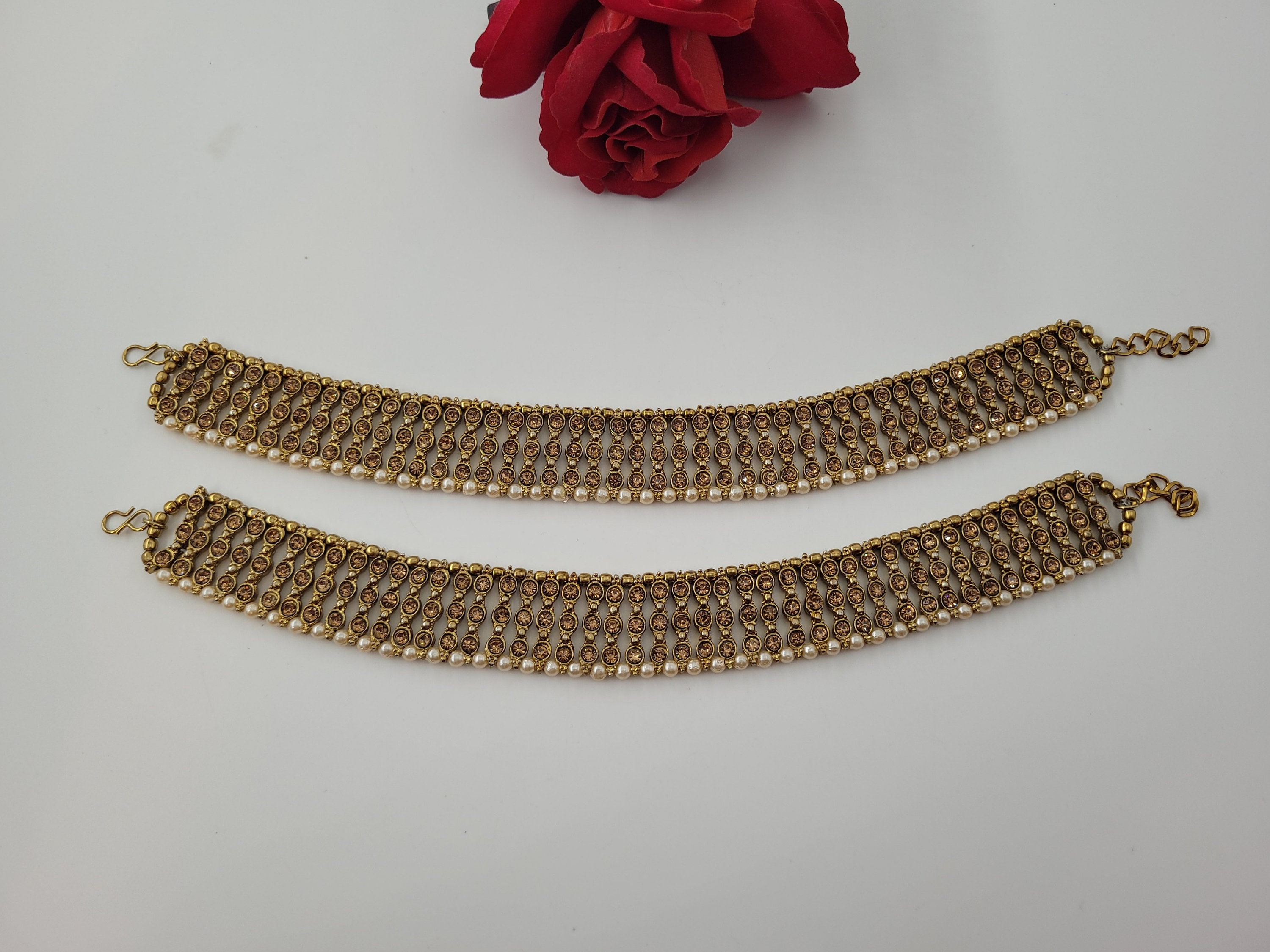 Polki Pearl Broad Payals Indian Jewelry Indian Fashion Etsy