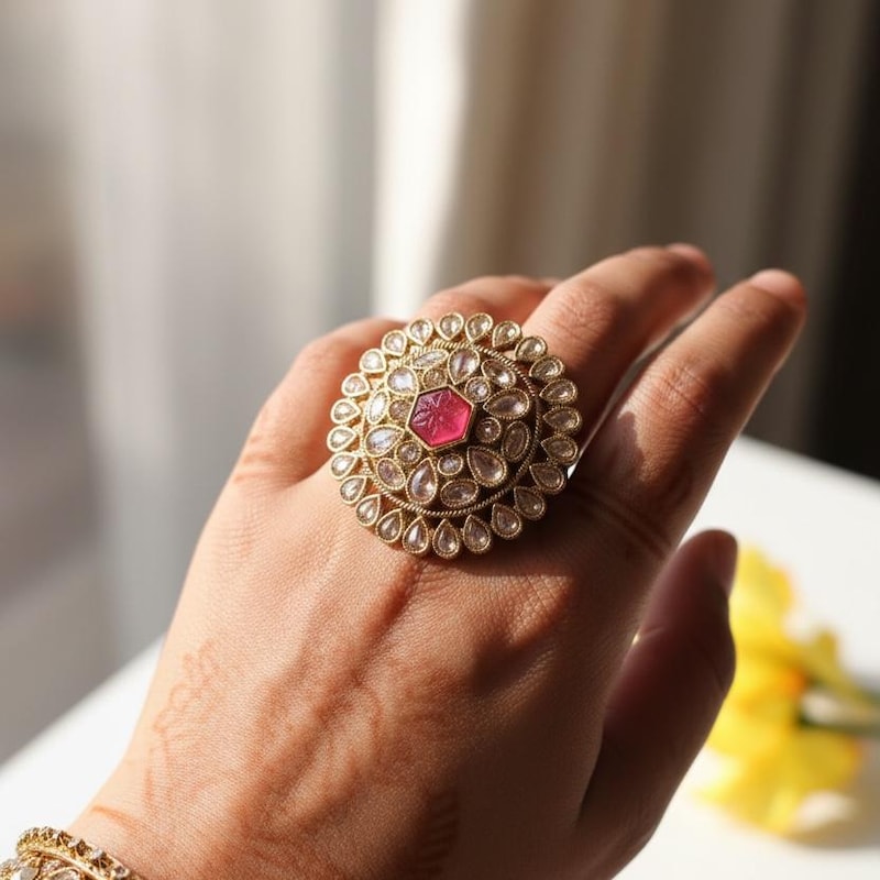 Indian Carved Stone Ring - Etsy