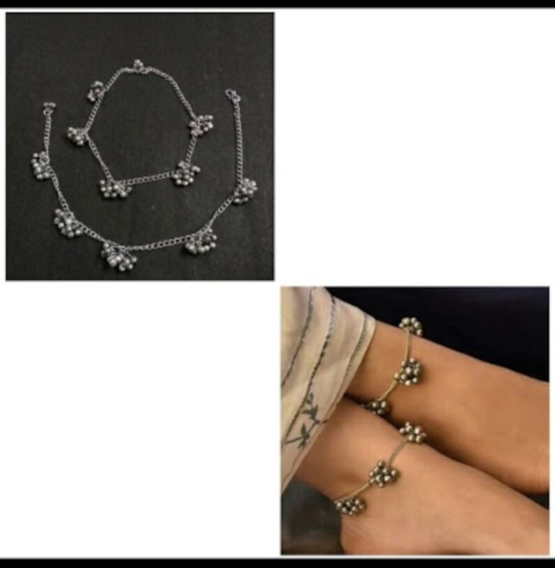 Bollywood Oxidized payal set Navrattan Oxidized Anklet Afghani Set German Silver Set Indian Bridal Indian Jewelry