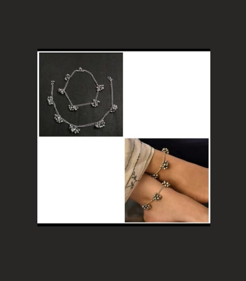 Bollywood Oxidized payal set Navrattan Oxidized Anklet Afghani Set German Silver Set Indian Bridal Indian Jewelry