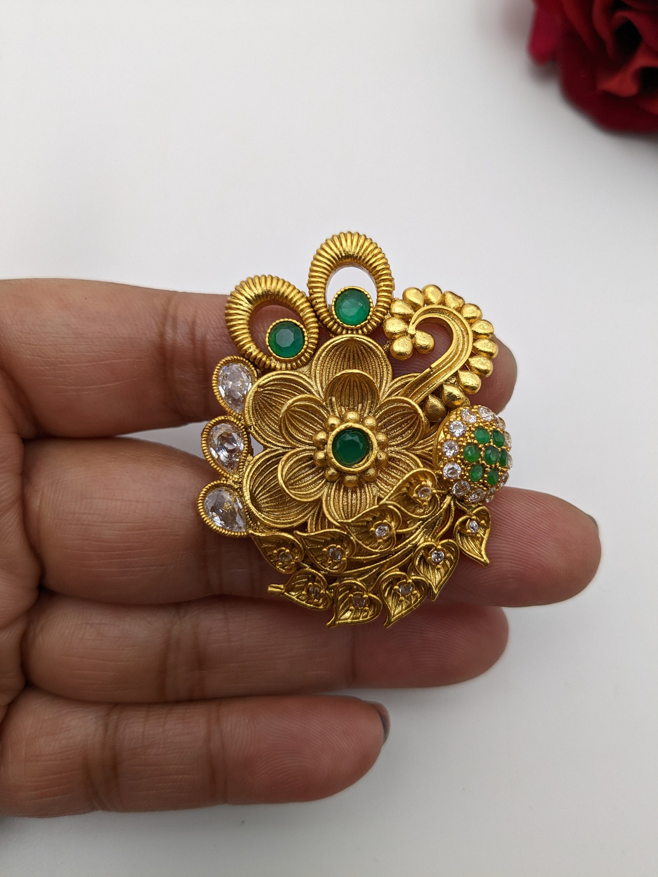 3D Flower Temple Ring / South Indian Jewelry / Indian Finger Ring