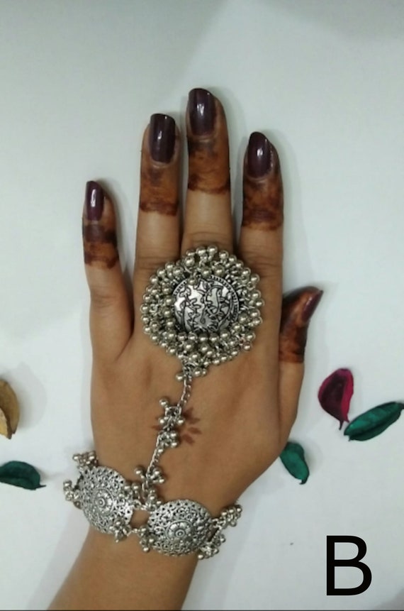 Oxidised ring bracelet deals