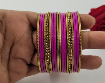 Juego de brazaletes metálicos multicolor 2x4 / 2x6 / Brazaletes indios / Juego de 13 brazaletes finos de metal colorido / Brazalete para bodas indias / Brazalete