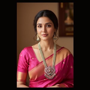 Collar con pendientes y collar Tyani Kundan Haar chapados en oro del Señor Krishna – Joyería nupcial del sur de la India