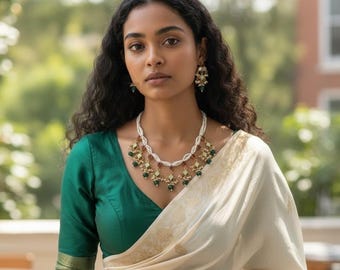 Rubin & Grönt Pachi Kundan Halsband / Kundan Halsbandsset / Kundan Smycken / Kundan Smycken / Sabyasachi-inspirerad choker / Statement choker