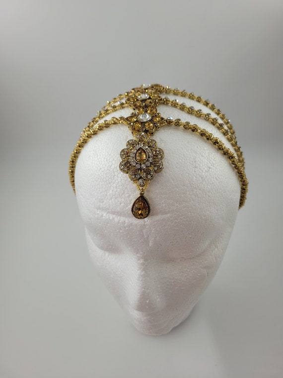 Antique Gold Polki and CZ Matha Patti Indian Jewelry Indian