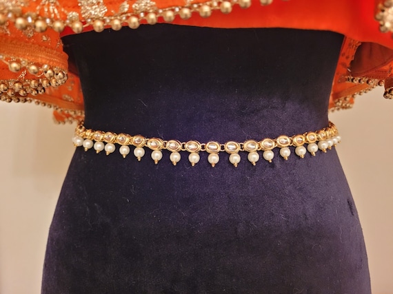 Kundan y Pearl Kamarbandth Joyería india-Moda india-Joyería - España