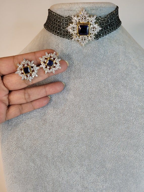 Grey choker best sale necklace