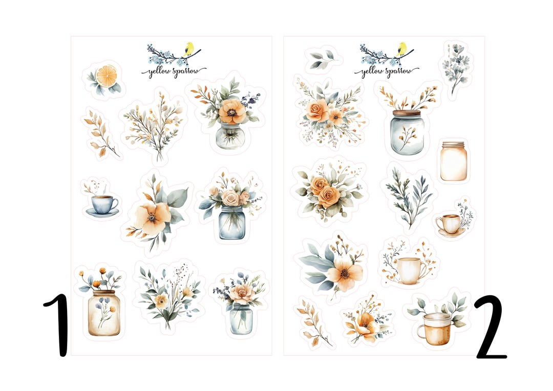 Floral Journaling Sticker Sheet, Floral, Journal Sticker, Scrapbooking ...