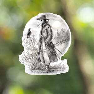 Plague Doctor Sticker, bottle stickers, laptop sticker, scrapbooking sticker, journal sticker, die cut sticker, gifts for women