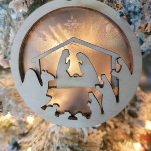 Digital Download, Nativity Ornament SVG, Christmas Ornament, Mary and Joseph, Jesus, Holy Family Ornament, Gifts for men, gifts for women