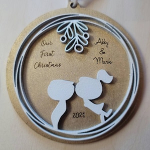 Digital Download, Christmas Ornament, Couple Kissing Ornament, First Christmas Ornament, laser engravers, new couple gift,