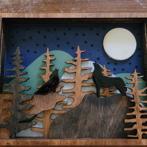 Digital Download, Howling wolves in forest, svg, laser cut, wooden wolves howling at moon, wolf wall art, gifts for women, gifts for men