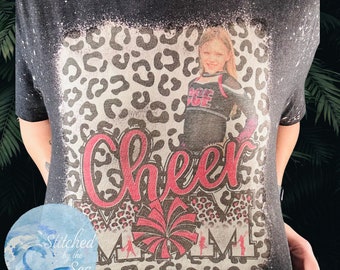 Cheer Mom Shirt/ Personalized Cheerleader Shirt/ Mom Bleached Tee/ Gift for Her/ Cheer Competition Bleached Shirt/ Cheer Mama Shirt