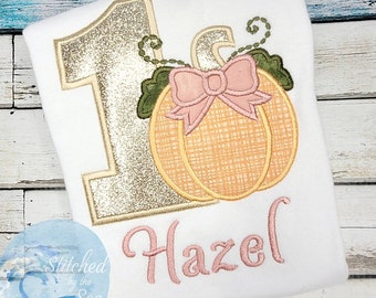 1st Birthday Pumpkin Embroidered Shirts/ Fall First Birthday Shirt/ Baby Pumpkin/Unisex Kids Clothing/ Ruffle Dress/ Birthday Girl