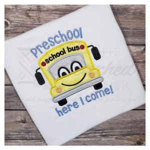 Preschool Kids Shirt, Back to School Shirt, Embroidered School Shirt, School Bus Shirt, Boys Pre K, First Day of School Shirt, School Outfit