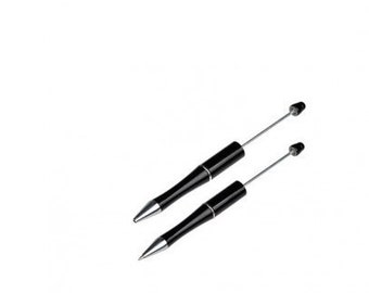 STYLO noir en métal, matière synthétique pour perles 15cm, stylo pour perles, stylo à décorer, stylo à personnaliser avec des perles