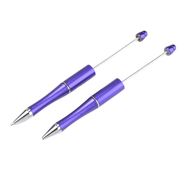 Stylo Bille Violet/Lilas en Métal et Matière Synthétique de 15cm pour Perles - Stylo à Décorer et Personnaliser