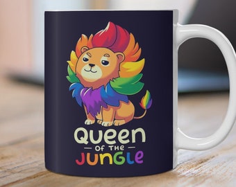 Queen of the Jungle Mug // LGBTQ+ Pride, Pride flag, Gay, Lesbian, Bisexual, Transgender, Queer, Intersex, Ace, Asexual