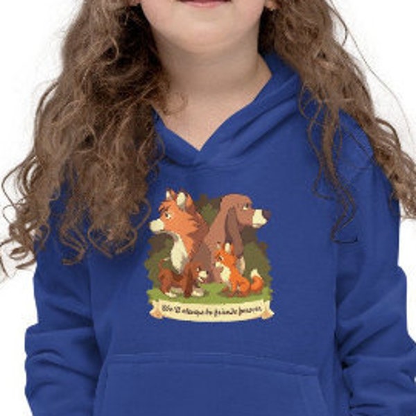 We'll Always Be Friends Forever Youth Kids Hoodie // The Fox and The Hound // 80s Kid // Tod & Copper // Red Fox // Hound Dog // Cute // BFF