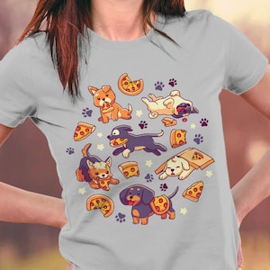 Pupperoni Pizza T-Shirt // Cute Puppy Dog with Fast Food Tee // Kawaii Funny Shiba Inu, Labrador, Pitbull, Yorkshire Terrier, Pug, Dachshund