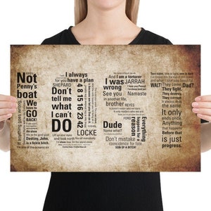 LOST Quotes Poster // Classic Drama Tv Show Art Print // Sci-Fi // Geek // Series // Losties // Oceanic // Locke // Sawyer // Hume // Linus