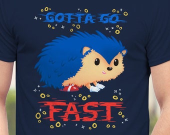 Gotta Go Fast T-Shirt // Cute Hedgehog Meme Shirt // Retro Video Games, Platformer, Gaming, Running // Kawaii, Animals, Pets, Baby, Funny