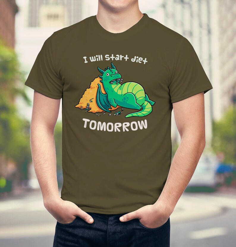 I Will Start Diet Tomorrow T-Shirt // Cute & Funny Dragon | Etsy