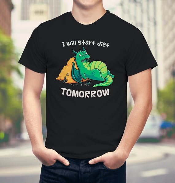 I Will Start Diet Tomorrow T-Shirt // Cute & Funny Dragon | Etsy