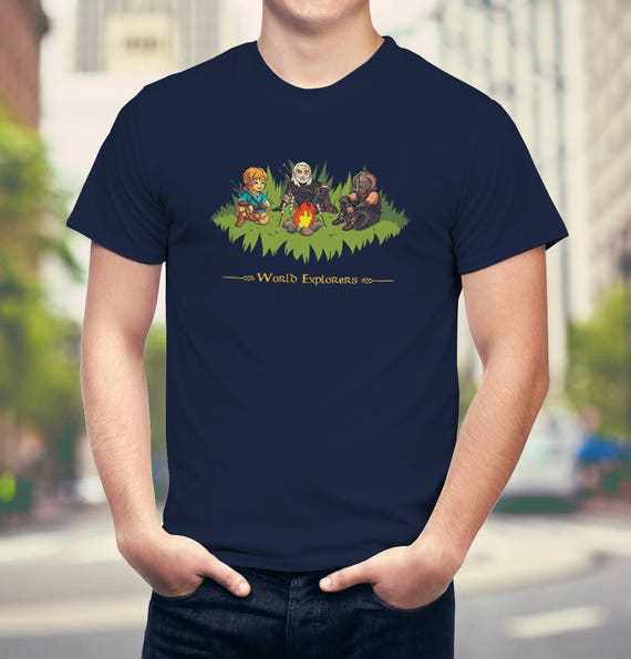 World Explorers T-Shirt // Open World Sandbox Games Bonfire Tee // Toon Link // BotW // Fantasy // RPG // Heroes // Gaming // Roleplaying