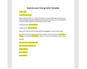 Editable Letter to Close Bank Account, Letter to Close Account Template, Letter to Close Bank Account, Word Template, Word Letter, Letter
