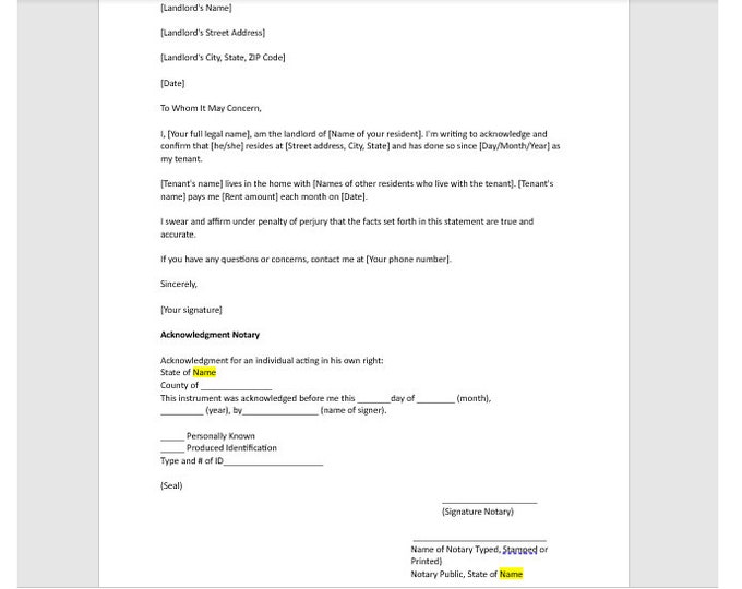 Address Declaration Letter Sample Proof of Residency Letter,letter of Residency,proof of Address Letter ...