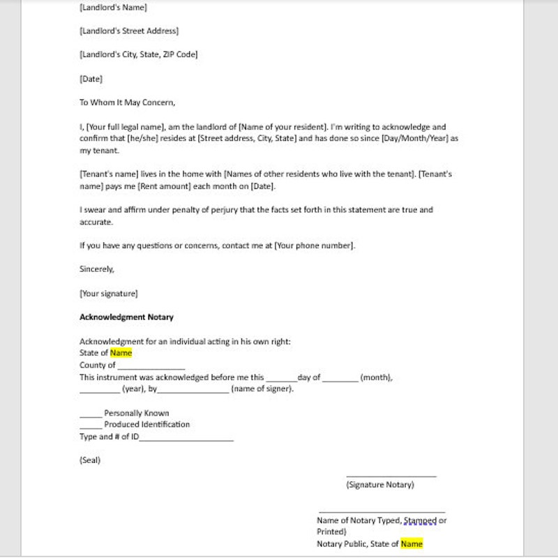 Residency Letter Template Etsy