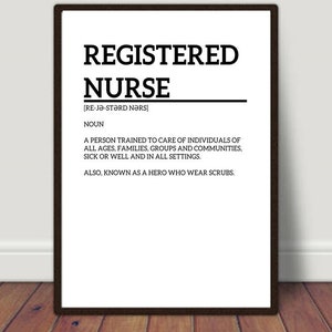 Registered Nurse Definition Print, Registered Nurse Student Gift, Registered Nurse Graduation Gift, Registered Nurse Print, Office Decor