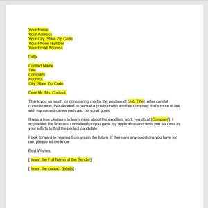 Job-Ablehnen-Letter Vorlage, Job-Ablehnen-Buchstabe, Job-Rückfall-Word-Vorlage, Job-Ablehnen-Buchstabe-Vorlage