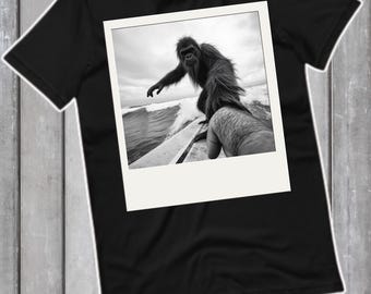 Bigfoot Sasquatch Surfing Selfie, Big Foot Surfer Shirt, Funny Bigfoot Selfie T-Shirt, Surfing Lover Gift, Sasquatch Selfie Shirt