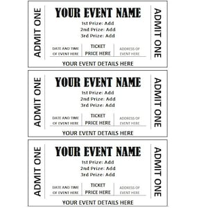 Bearbeitbares Raffle Event Ticket, Event Ticket Printables, Editierbare Event Ticket Template Printable, DIY Event Ticket, Ticket Template