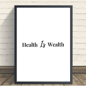 Health Is Wealth, Gym Wall Art, Motivational Print, Inspirational Wall Art, Inspiration Wall Art, Home Gym Print, Workout Print, Gym Poster