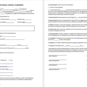 Contrato de alquiler de cancha de voleibol editable, plantilla de contrato de alquiler de cancha de voleibol, contrato de alquiler, contrato de alquiler de cancha