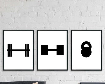 Set of 3 Gym Prints, Motivational Print, Inspirational Wall Art, Fitness Print, Home Gym Print, Workout Print, Gym Poster, Workout Print