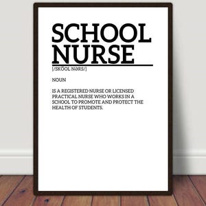 School Nurse Definition Print, Nursing Student Gift, Nurse Graduation Gift, Office Decor, Dictionary Print, College Minimalism