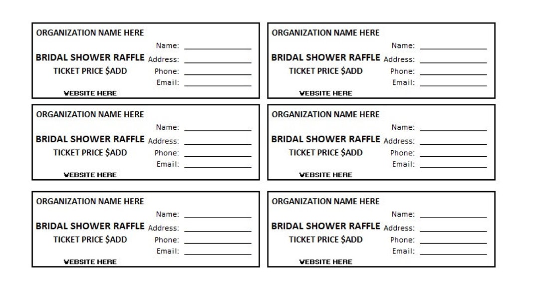 Bridal Shower Printable Fundraiser Ticket, Editable Bridal Shower ...