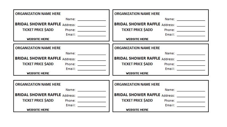 Bridal Shower Printable Fundraiser Ticket, Editable Bridal Shower ...