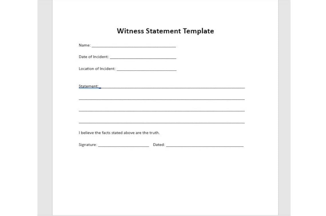 Witness Statement Template Character Witness Statement Template