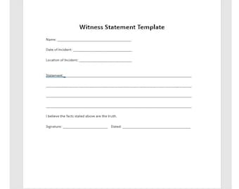 Witness Statement Template, Character Witness Statement Template, Witness Template, Word Template, Word Letter, Simple Letter