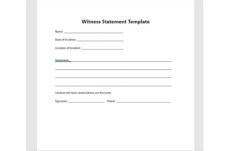 Witness Statement Template Character Witness Statement Template
