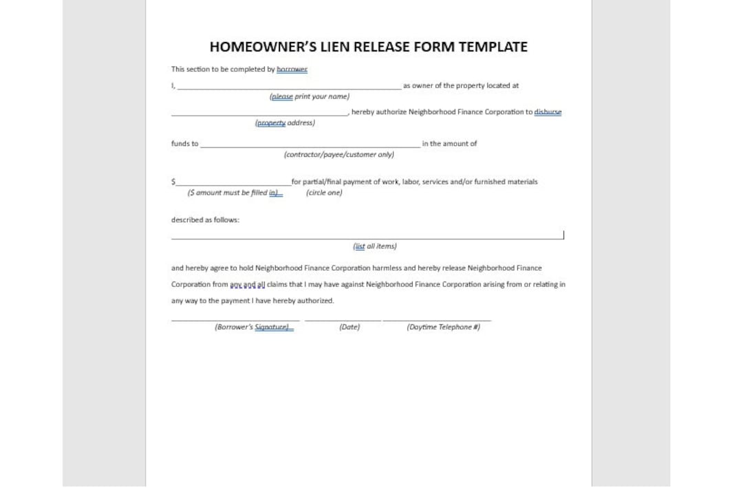 Editable Homeowner Lien Release, Homeowner Lien Release Form Template, Lien Release Form, Release Form, Word Template - Etsy editable-homeowner-lien-release-homeowner-lien-release-form-template-lien-release-form-release-form-word-template-etsy